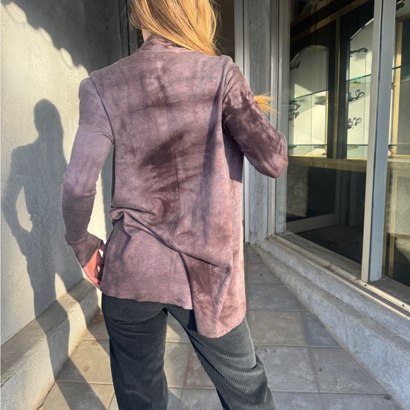 Jarbo Silk Cashmere Open Front Cardigan Hand-Dyed Mauve Grey Minimalist - Picture 4 of 6